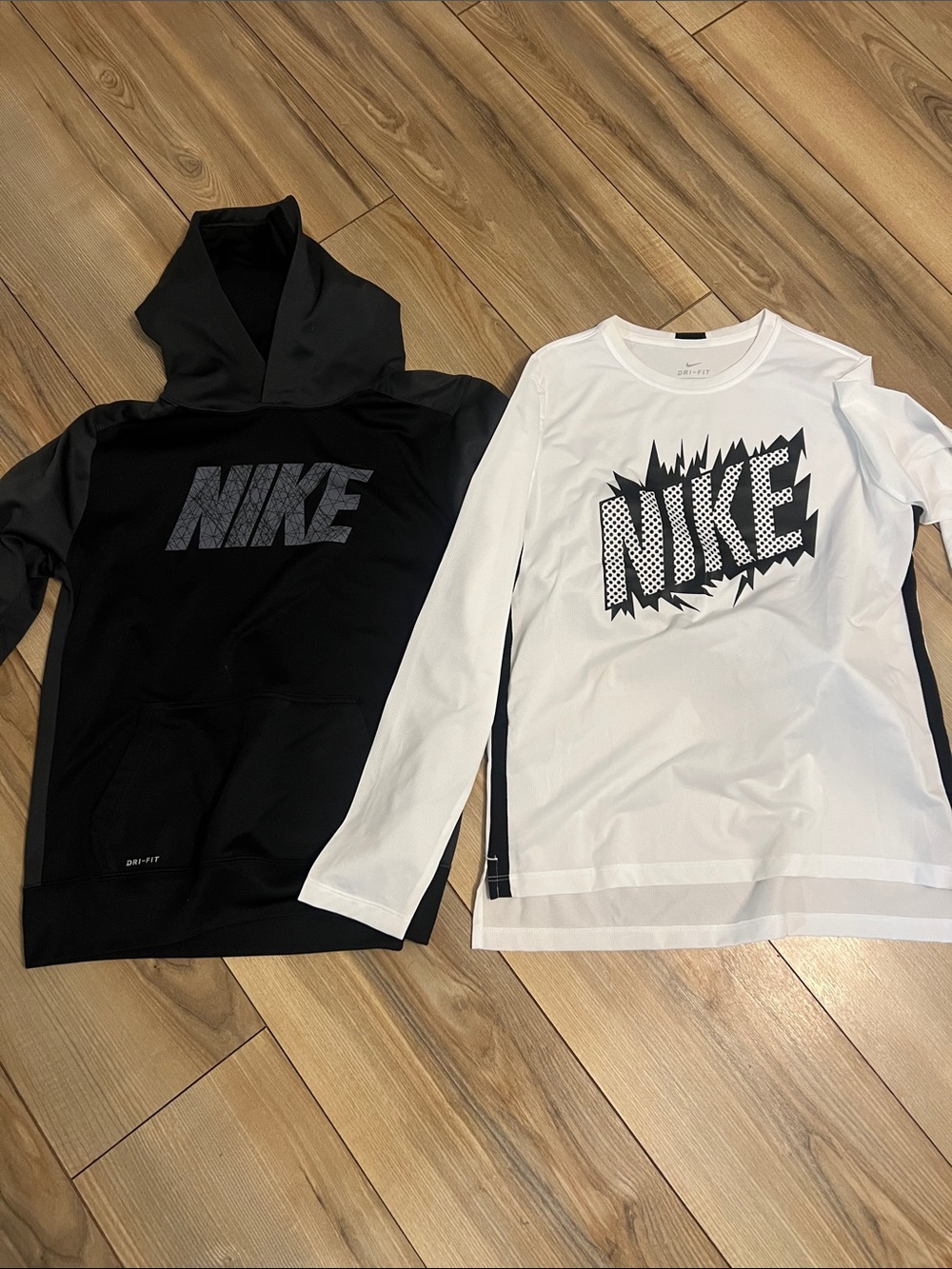 Nike Black Hoodie & White Long Sleeve Shirt - Graphic Logo Pair